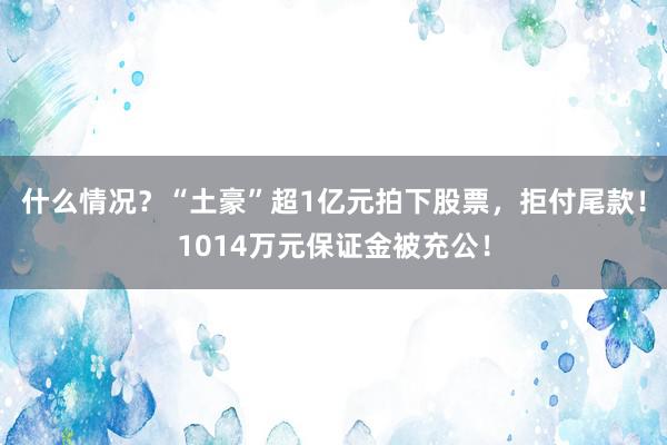 什么情况？“土豪”超1亿元拍下股票，拒付尾款！1014万元保证金被充公！