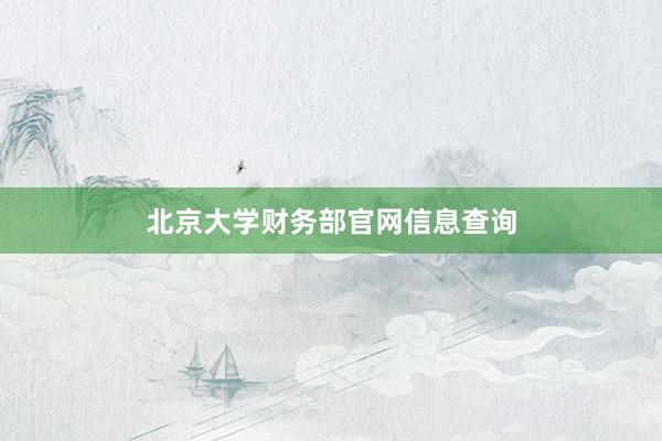 北京大学财务部官网信息查询